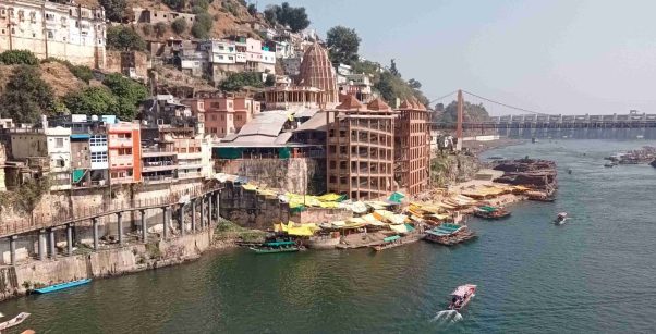 Omkareshwar Jyotirlinga temple and Narmada River in Madhya Pradesh